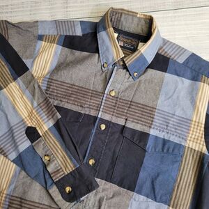 Panhandle Slim Blue Plaid Long Sleeve Button Down‎ Shirt Mens Cowboy 16-34 Vint